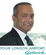 Abhi Chacko with London Gatwick Airport logo