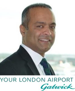 Abhi Chacko with London Gatwick Airport logo