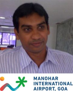 Shiv Kumar, Chief Marketing and Passenger Experience Officer - Manohar International Airport Goa with logo