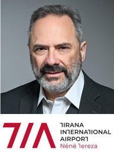 Piervittorio Farabbi with Tirana Airport logo