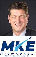Brian Dranzik with Milwaukee Mitchell International Airport logo