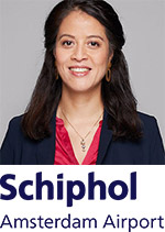 Patricia Vitalis with Schiphol Amsterdam Airport logo