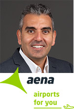 Cesar Nava with Aena logo