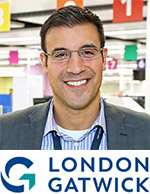 Cyrus Dana with London Gatwick logo