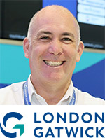 Stevie Summers with London Gatwick logo