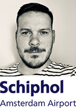 Tijn Borms with Schiphol logo