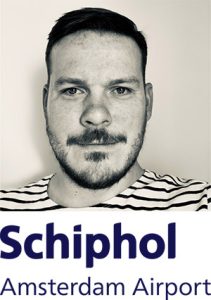 Tijn Borms with Schiphol logo