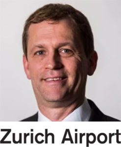 Daniel Bircher with Zurich Airport logo