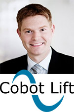 Henrik Gullov with Cobot Lift logo