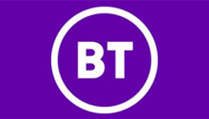 BT logo with purple background